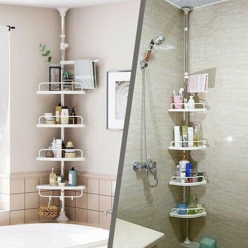 Corner shelf in a bathroom