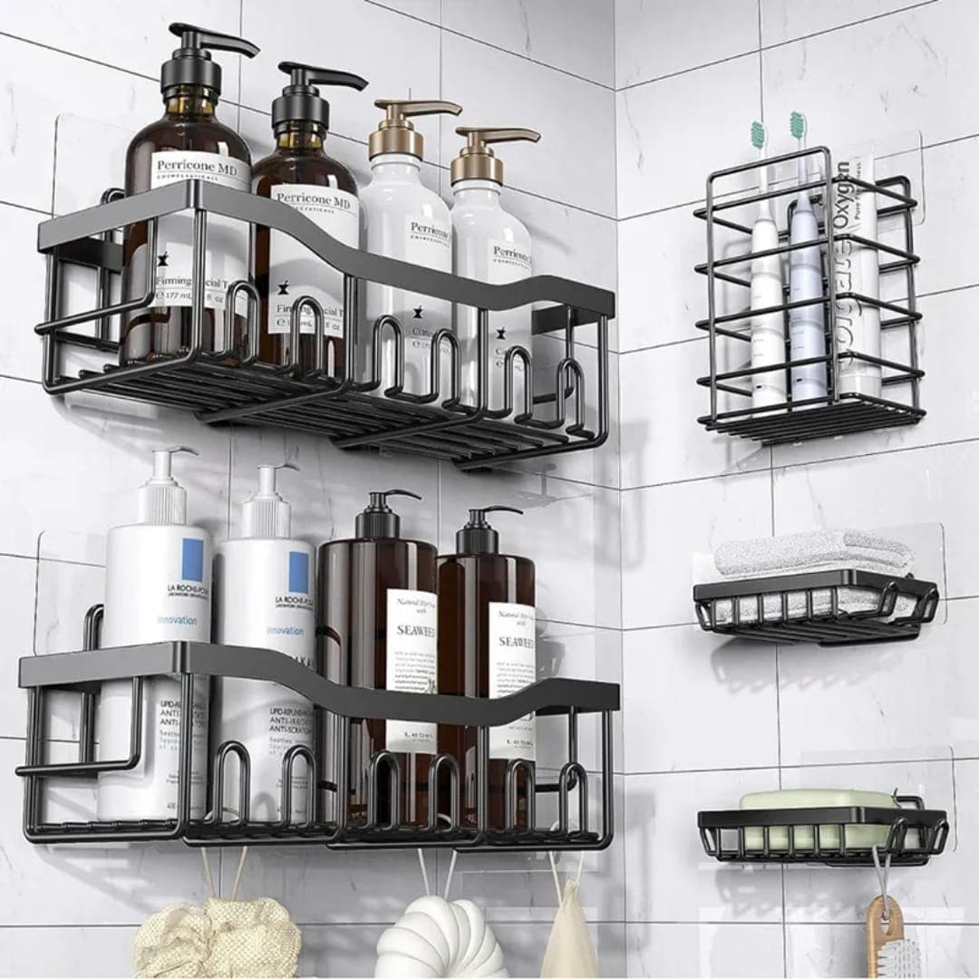 Corner shower storage shelf