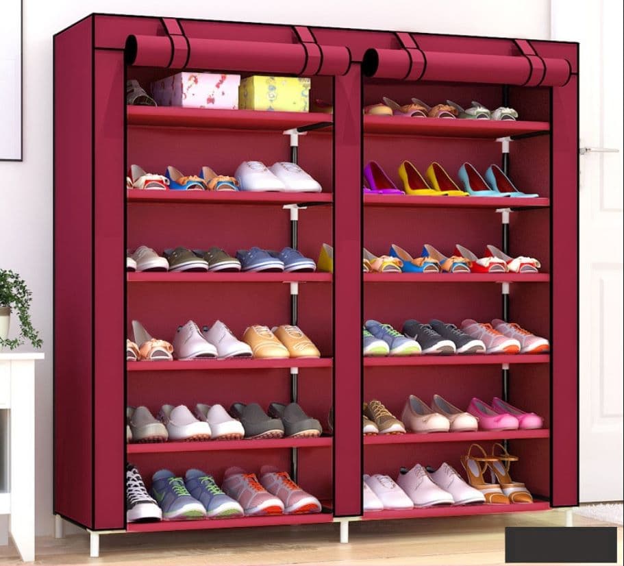 Shoe rack with shoes